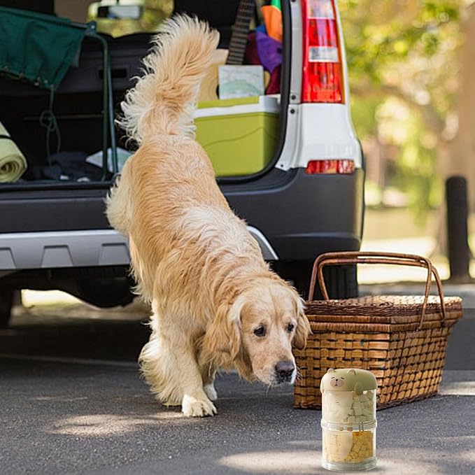Outdoor Dog Treat holder Airtight, 2025 New Upgrade Large Cute Dog Treat Jar with Lids, Classified Storage Pet Food packaging Jar Treat Bottle, Multi-functional Multi-layer Dispenser (Beige, 2 Layer)