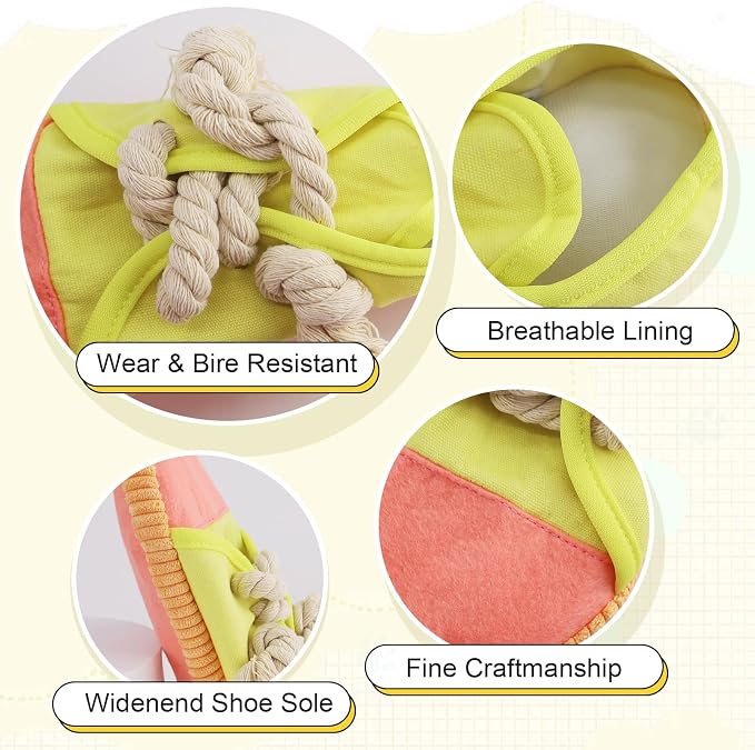 vocheer Durable Dog Chew Toy, Interactive Squeaky Shoe Toy, Yellow