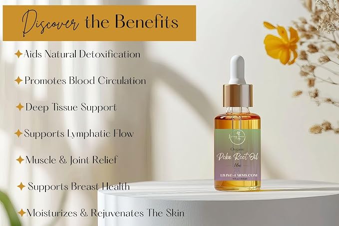 Organic Poke Root Castor Oil | Vegan Lymphatic Support | Cysts, Boils, Fibroids, Swollen Lymph Nodes, Breast & Joint | Natural Deep Tissue Massage | Made in The USA (1oz, Lilac)