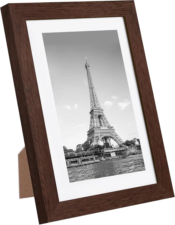 upsimples 5x7 Picture Frame Set of 10, Display Pictures 4x6 with Mat or 5x7 Without, Multi Photo Frames Collage for Wall or Tabletop Display, Brown | Small Frame Fit 4x6 and 5 x 7 Photos, Wall or Tabletop Display, For Gallery Hallway Living Room, For C...