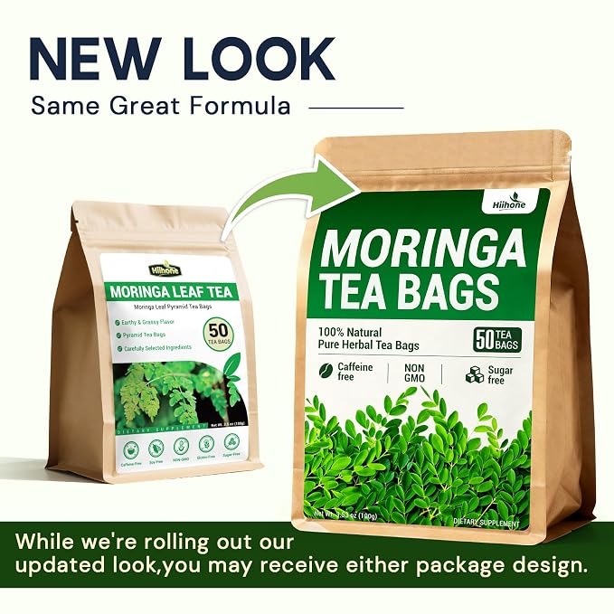 Moringa Leaf Tea - Caffeine Free, 50 Tea Bags