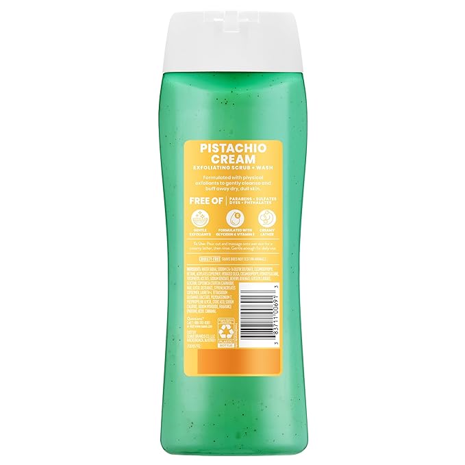 Suave Pistachio Cream Exfoliating Body Wash & Scrub with Glycerin & Vitamin E, Sulfate-Free Hydrating Cleanser for Soft, Smooth Skin, 6 Count, 18 FL OZ