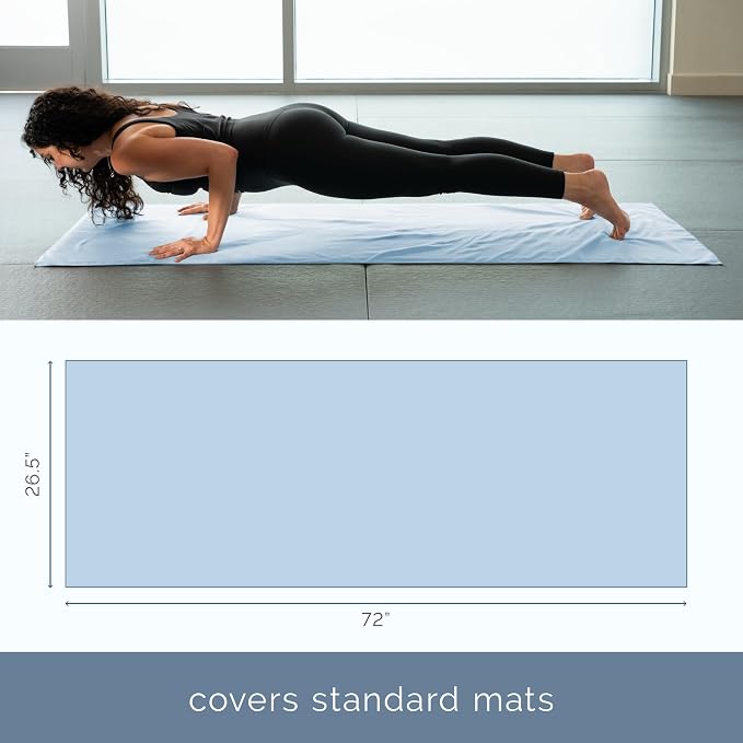 S&T INC. Aura Yoga Mat Towel, Quick Dry Towel, Soft and Absorbent for Gym, Pilates, and Hot Yoga Mat, 2 Pack, 26.5 inches x 72 inches, Microfiber, Blue