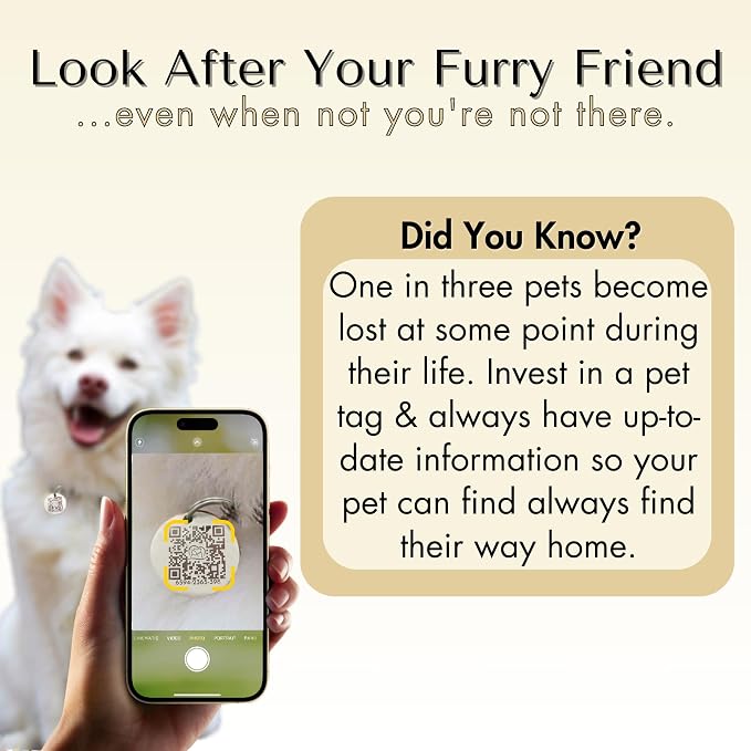 PawFurEver QR Code Dog Tag - Custom Dog Tags/Pet ID Tags for Dogs, Engraved Dog Tag & Pet Tag, Stainless Steel Dog Tags Personalized for Pets (Deer, Rose)