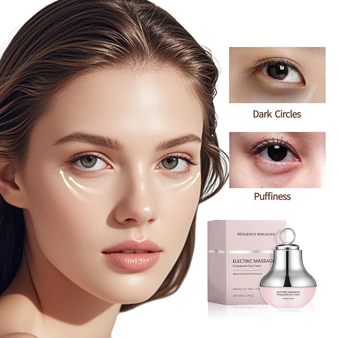 Electric Massage Eye Cream for Dark Circle, Firm and Smooth of Fine Lines Tired, Relief Wrinkles & Puffiness with Gentle Vibration, Eye Cream for Firming, Moisturizing, Anti-Wrinkle (1)