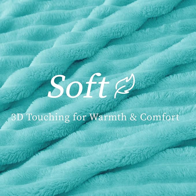 BEDELITE Striped Fleece Throw Blanket, Aqua, 50"x60" | 300GSM Microfiber Fleece, Soft Cozy, Lightweight Warm, Double-Sided Plush, Machine Washable, Gift, Room Decor, for Couch Sofa