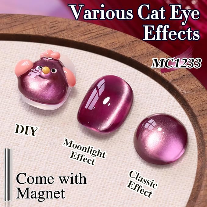 Double Rhythm 15ML Jelly Glass Cat Eye Gel Polish with Magnet Holographic Glitter Shimmer Translucent Sheer Color Salon Soak Off Magnetic Nail at Home (Glass Purple-MC1233)