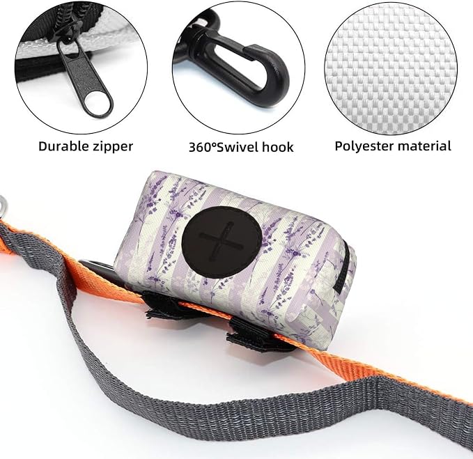 Beautiful Purple and White Lavender Print Dog Poop Bag Holder