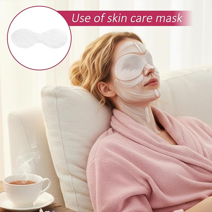 100PCS Disposable Non Woven Eye Care, Eye Covers for Facials Cotton Paper Facial Eyes Pads Spa DIY Clear Eyes Mask Paper Beauty Sheets for Facial Treatments, Skincare Spa, Home Beauty Wet Compress