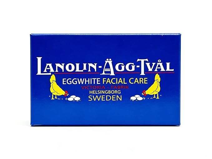 VICTORIA Swedish Egg White Facial Soap, 3-in-1 Gentle Daily Cleanser with Lanolin & Rose Water, for Oily & Combination Skin, 50g