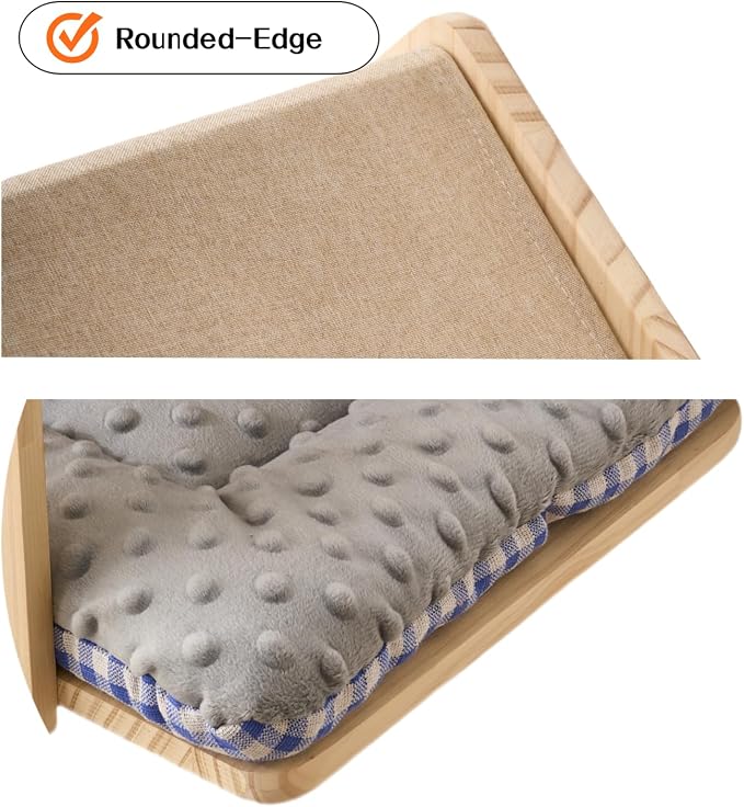 SHENGOCASE Natural Wood Cat Wall Shelves Bed, 2-Pack, Wall-Mounted Box Condo House Perch, Cat Condo Furniture with Washable Pillow Cushions