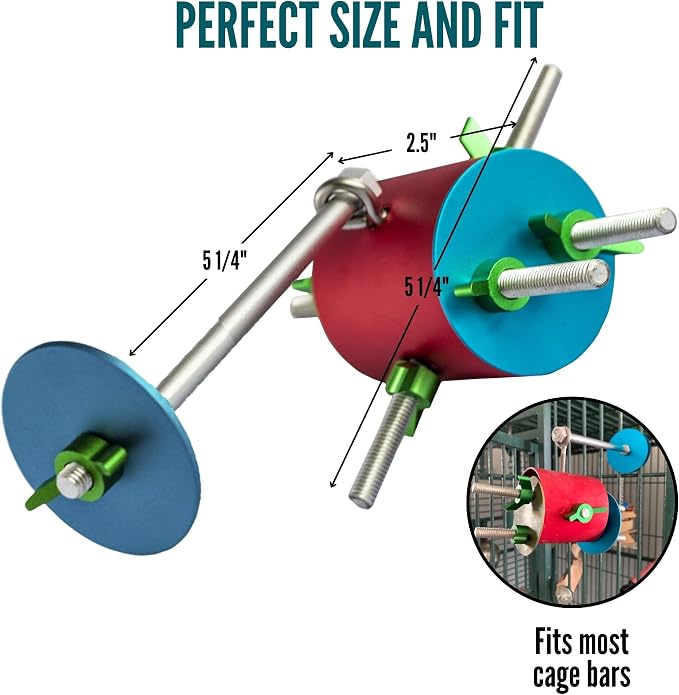 Bird Toys for Large Birds (Barrel) | Treat Dispenser for Macaws, Cockatoos, Cockatiel & Parrots | Bird Foraging Toy for Medium to Extra Large Birds | Natural Foraging Behavior Builder | Colorful Toys