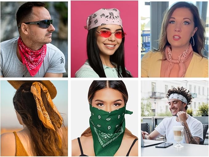 Gift Packaging Bandana for Men Women - 100% Cotton, Paisley, 22x22 In, 1 Pack - Large Bandanna Handkerchief Cowboy Hanky