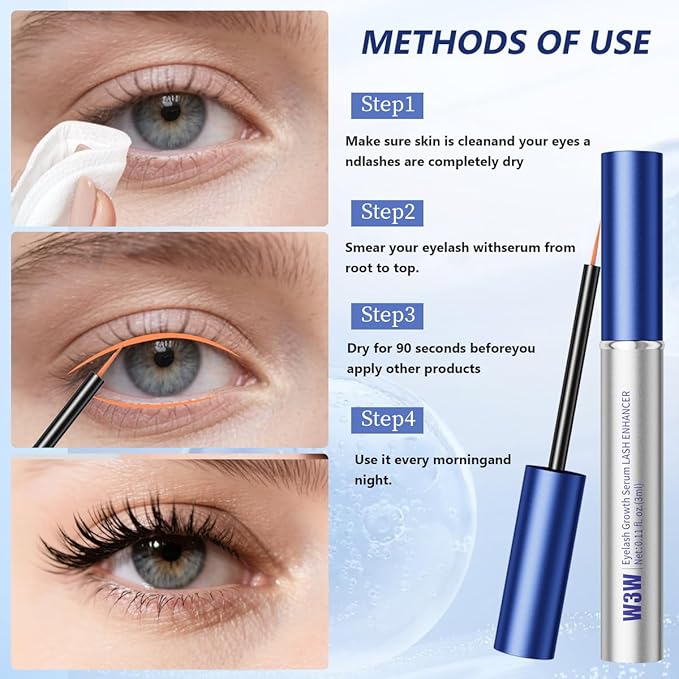 Lash Serum for Eyelash Growth- Fuller & Longer Looking Eyelashes, Eyelash Growth Serum Volumizing With Natural Formula Vegan, For Sensitive Eyes ，Vegan & Cruelty-Free-3mL
