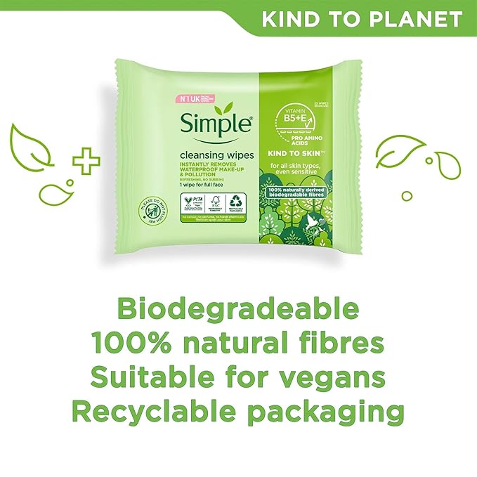 Simple Kind To Skin Cleansing Facial Wipes - 25 Wipes