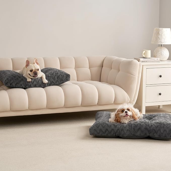 EHEYCIGA Washable Dog Beds Medium Sized Dog, 29x21 Inch Pet Bed, Charcoal | Plush and Comfy Kennel Pad, Soft Dog Crate Mat, Deluxe Sleeping Mattress for Dogs Up to 35 lbs
