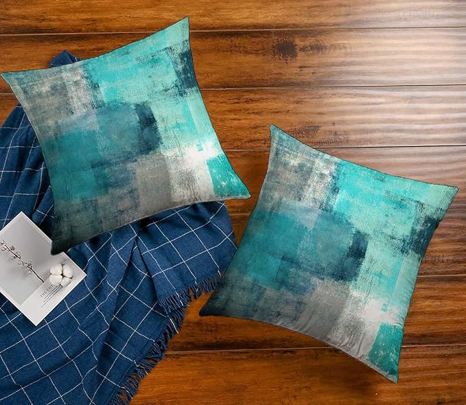 Throw Pillow Covers for Couch, 24x24 Inch, 2 Pack, Turquoise | Decorative Throw Pillow Covers Cushion Covers for Couch Bedroom Sofa Living Room