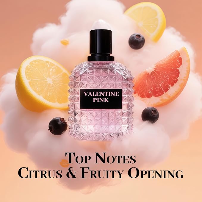 A CENTER Valentine Pink Perfume for Women, Floral Notes Eau de Parfum Spray Casual Daily Cologne 3.4 Fluid Ounce/100Ml Women Fragrance Daytime & Casual Use, for all Skin Types