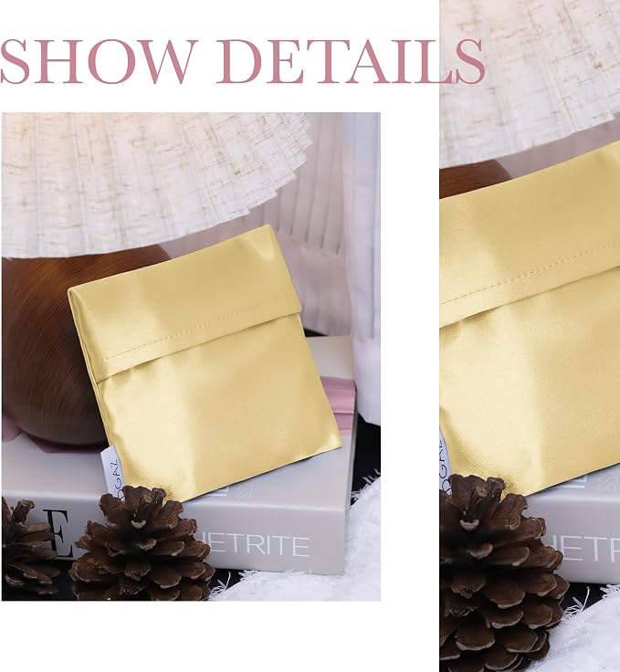 DGAZ Silk Sanitary Napkin Storage Bag, Period Bags for Teen Aged Girls, Portable for Panty Liners/Menstrual Cup/Small Tampons，Mini Makeup Bags for Purse(Mimosa)