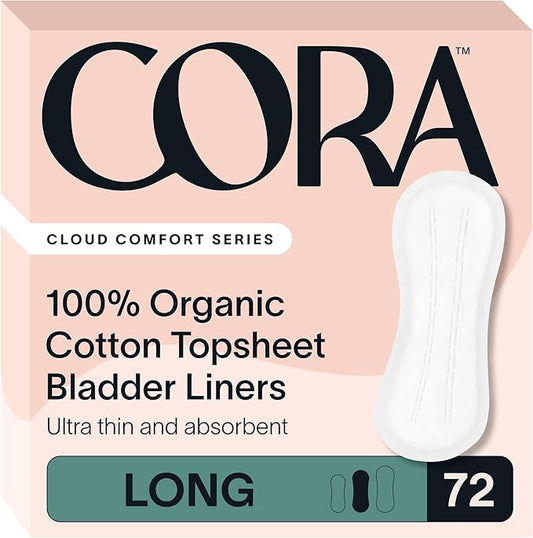 Cora 100% Organic Cotton Topsheet Bladder Liners (72 Long Bladder Liners)