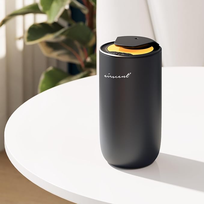 The AirScent Mini Waterless Diffuser - Black Finish - 15 mL Capacity | Night Light Feature - Aromatherapy Diffuser For Aesthetic Scenting For Homes Offices Spas & Hotels