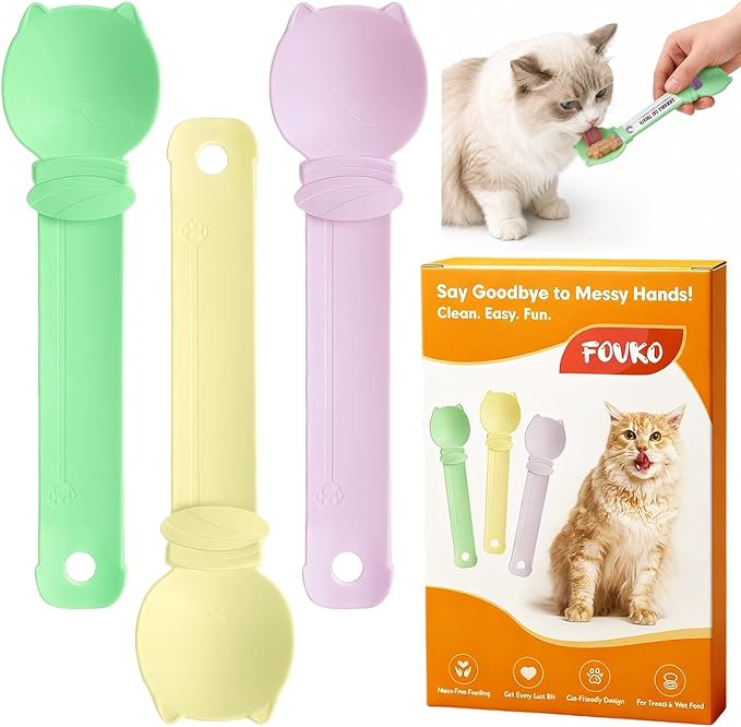 3PCS Cat Treat Spoon for Wet Food & Liquid Lickable Cat Snacks