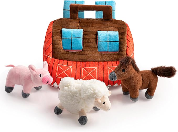 Hollypet Squeaky Hide and Seek Dog Toys for Small and Medium Dogs, Farm