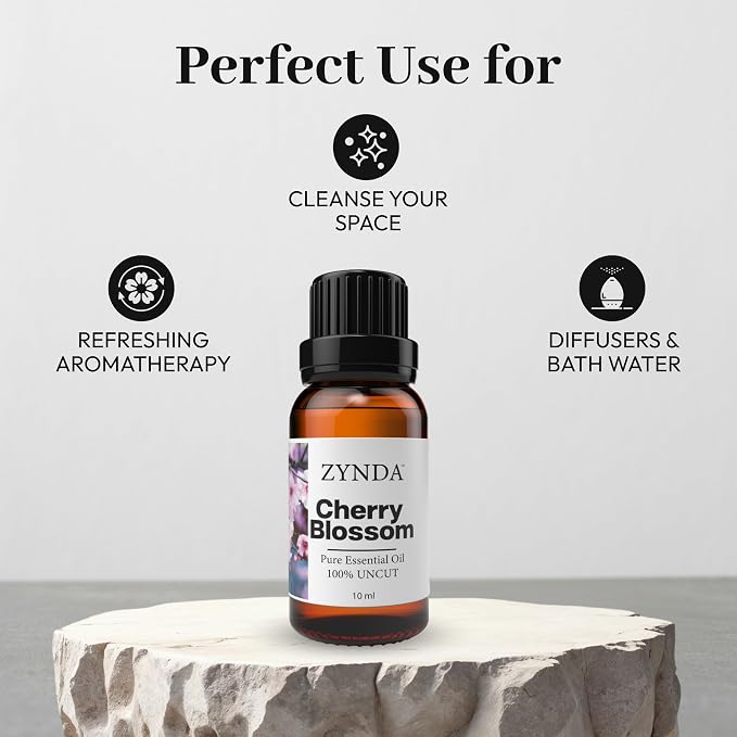 Cherry Blossom Essential Oil – Premium 100% Pure Essential Oils, Natural & Organic Extract for Aromatherapy, Relaxation & Skin Care – Authentic Cherry Blossom Oil with Captivating Floral Aroma, 10ml