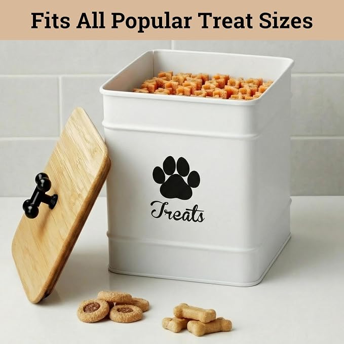 Dog Treat Container Airtight, 6"W x 8"H, Powder Coated, 12 Cup Capacity