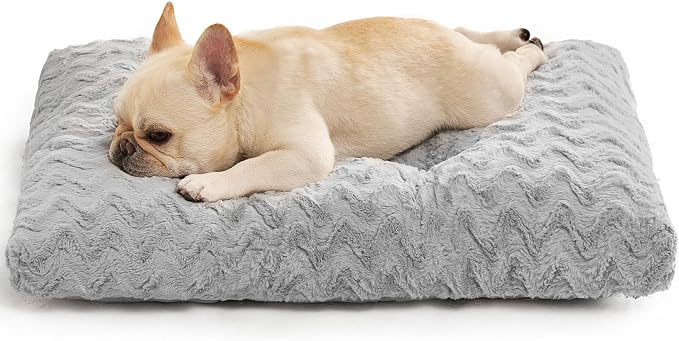 EHEYCIGA Washable Dog Beds Medium Sized Dog, 29x21 Inch Pet Bed, Grey | Plush and Comfy Kennel Pad, Soft Dog Crate Mat, Deluxe Sleeping Mattress for Dogs Up to 35 lbs