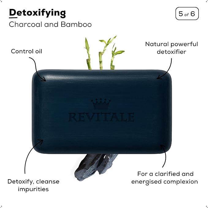 REVITALE Natural Cleansing Soap Bars Set – 6 x 100g – Daily Hand, Face & Body Wash, Shower Soap & Skincare Gift Set