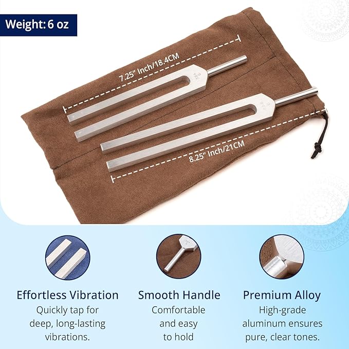 Body Tuners Tuning Forks - 256Hz & 384Hz (C&G) for Sound Healing, Precision-Machined Aluminum Alloy - Made in USA - Chakra Healing, Sound Therapy, Reiki, Yoga, Energy Balancing Tools.