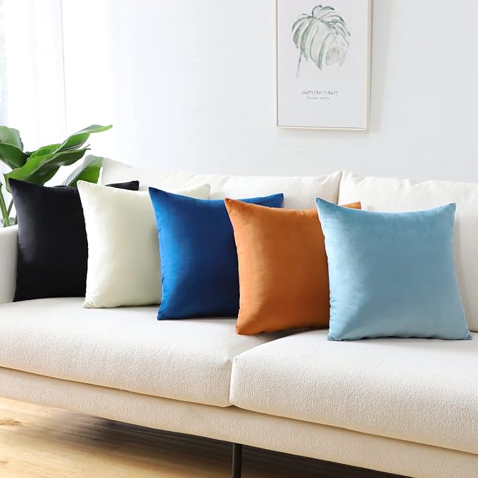 Artscope Luxury Velvet Pillow Covers Super Soft Decorative Square Throw Pillow Covers Case Cushion Covers for Sofa Couch Bedroom Car Decor 24x24 Inch Cream White