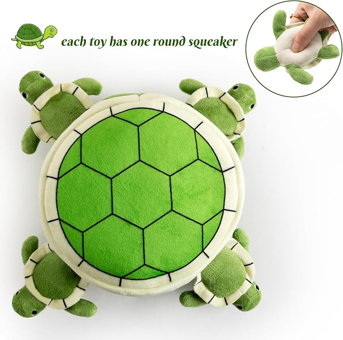 Hollypet Squeaky Hide and Seek Dog Toys for Small and Medium Dogs, Turtle