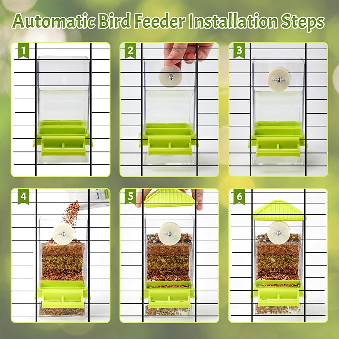 Rypet No-Mess Bird Feeder and Water Dispenser Set for Small Birds | Automatic Bird Feeder, Transparent Acrylic Food Container, Helps Reduce Seed Scatter, for Parakeet Cockatiel Parrot Canary
