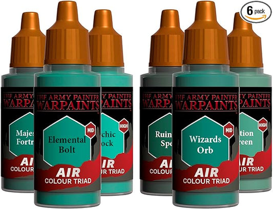 The Army Painter, Air Triads - Teals with 6 x 18 ml Pre-thinned Acrylic Spray Gun Paints - Paint Sprayer Paints for D&D & Warhammer Miniatures