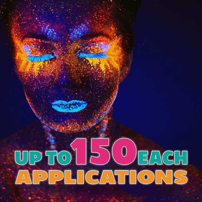 Kraze FX UV Glow Blacklight Neon Face and Body Paint Kit (7 colors) Water Activated, Professional Face Painting Supplies, Hypoallergenic, Safe, Washable Fluorescent Glow in the Dark Paint for Kids