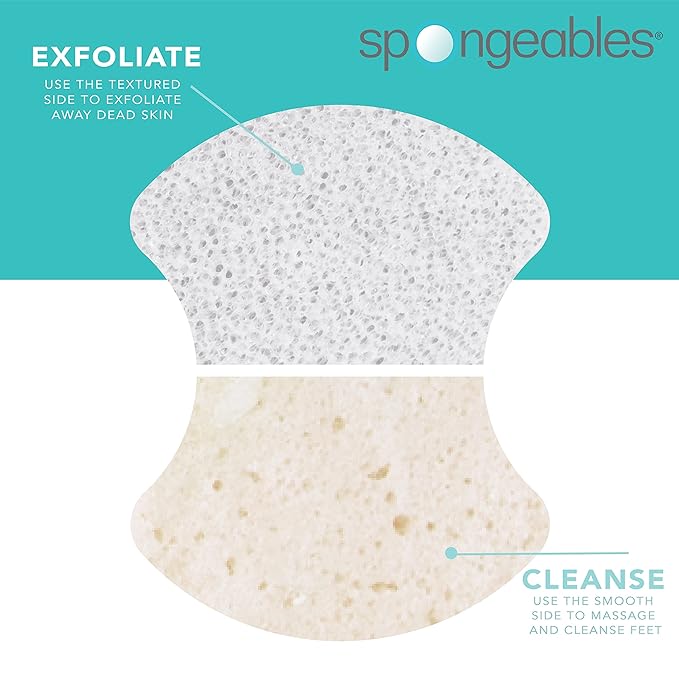 Spongables Pedi Scrub Foot Exfoliating 5+ Wash Travel Sponge, Coconut Colada, 2 Count
