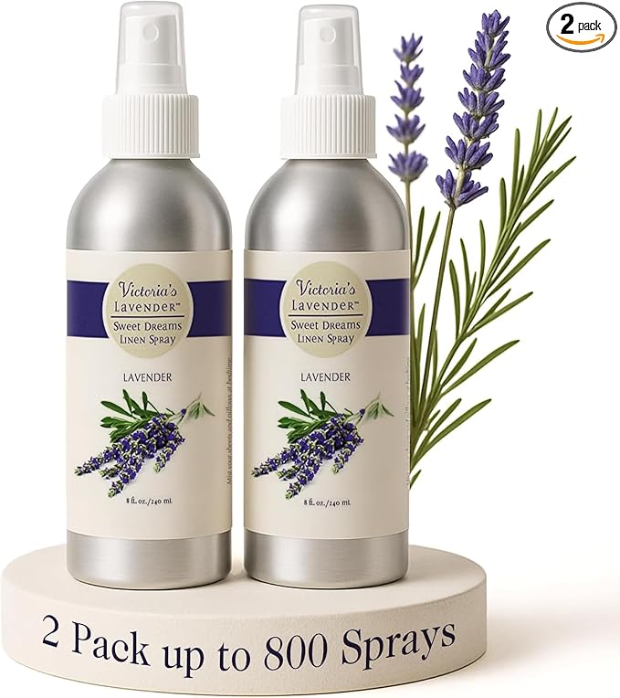 Victoria's Lavender Linen Spray - Aromatherapy Pillow Mist & Linen Spray for Bedding, Soothing Lavender Essential Oil Pure Blend for Bed & Pillows, Relaxing, Handmade in the USA - 2 Pack, 8 oz