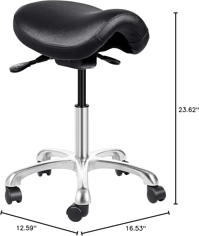 Ergonomic Adjustable Rolling Saddle Stool Chair with Wheels,Hydraulic Heavy-Duty Saddle Stool Rolling Chair for Clinic Dentist Spa Massage Salons Studio