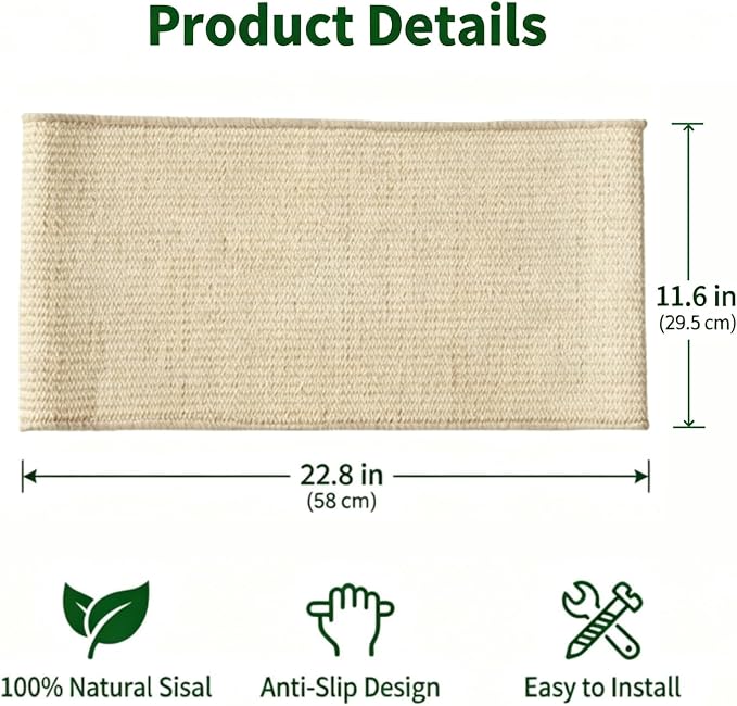 Natural Sisal Replacement Scratch Pad, Compatible with The ERGTFVN Cat Scratching Bed, Wear-Resistant and Durable, Allowing Cats to Sharpen Their Claws While Protecting Your Furniture.