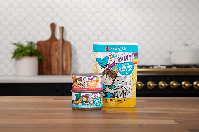 Weruva B.F.F. OMG - Best Feline Friend Oh My Gravy!, Tuna & Turkey Tickles with Tuna & Turkey in Gravy Cat Food, 3oz Pouch (Pack of 12)