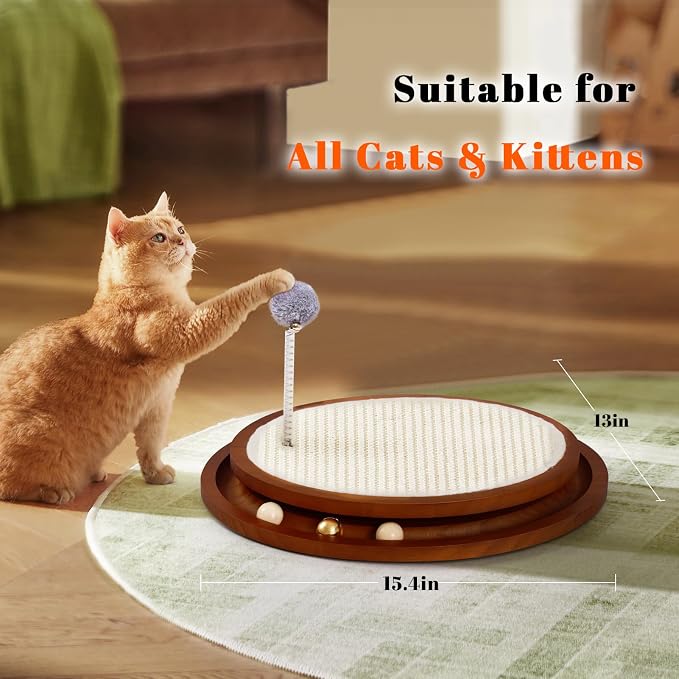 Cat Scratcher Toys Natural Sisal Pad Kitten Interactive Ball Track