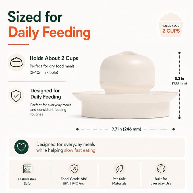 Cat Slow Feeder, Adjustable Cat Slow Feeder for Indoor Cats, Cat Food Dispenser with Twist-to-Adjust Food Flow, Interactive Dry Food Feeder, Gravity Cat Feeder for Fast Eaters