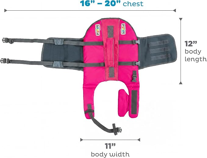 Outward Hound Granby Splash Dog Life Jacket, Life Vest, Pink, Small | Max Buoyancy, Adjustable Fit, Head/Neck Support, Rescue Handle, Reflective, Swimming & Boating, Small Dogs (16–20" Girth)