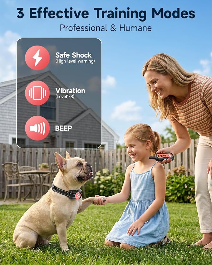 PATPET Dog Training Collar Shock Collar with Remote - 3 Training Modes, Beep, Vibration and Shock, Up to 1000 ft Remote Range, Rainproof for Small Medium Large Dogs | 1000Ft Waterproof Shock Collar for Dogs, 3 Training Modes(Beep,Vibration,Shock) for 1...