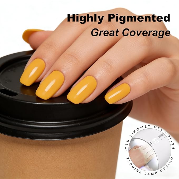 YTD Likomey Lemon Yellow Gel Nail Polish,15ml Salon Home DIY Manicure and Pedicure Mustard Yellow Fall Winter UV Color Varnish,CS014