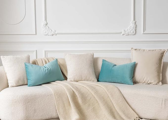 16x24 Velvet Throw Pillow Covers Set of 2 for Couch Bed Sofa,Teal Green | Decorative Soft Pillow Covers with Invisible Zipper for Couch Sofa Bed Living Room Bedroom Home Decor