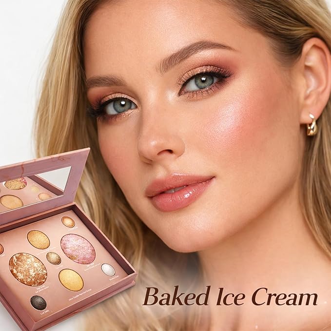 K'APEINE Baked Makeup Palette, 9 Colors All-In-One Makeup Kit Bronzing Powder, Eyeshadows and Blushes Highly Pigmented Palette Multi-purpose Eyeshadow Waterproof Silky Touch Makeup Kit for Women-03#