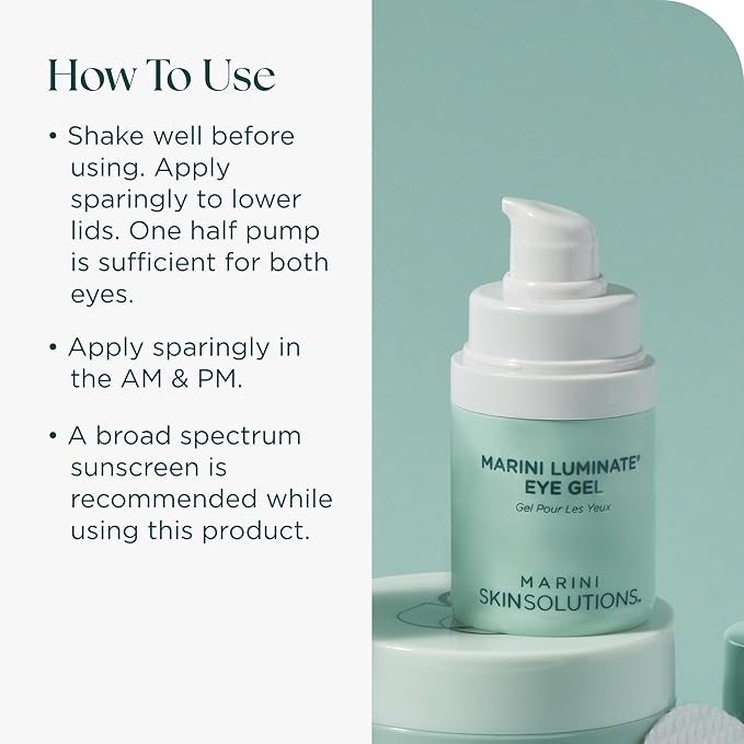 Marini SkinSolutions Luminate Eye Gel - Reduces Appearance of Dark Circles, Crepey Skin, Fine Lines & Wrinkles with Retinol, Chromabright & Peptides - Cruelty Free - Made in the USA - 0.5 fl oz